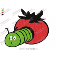 Worm with Tomato Embroidery Design
